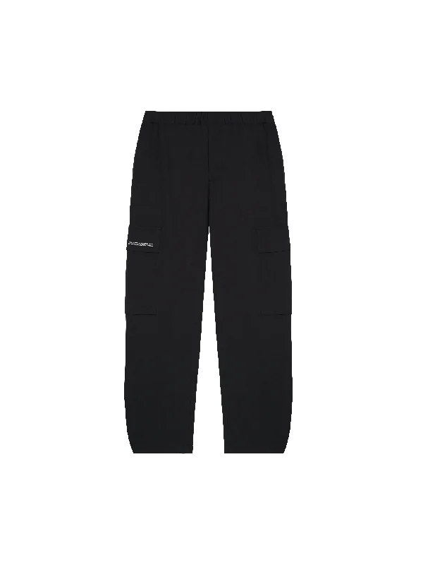 Womens Cotton Linen Cargo Pants—black