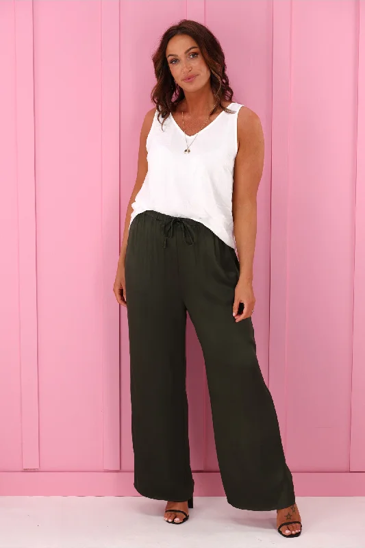 Jane James Amelie Sateen Pants Olive