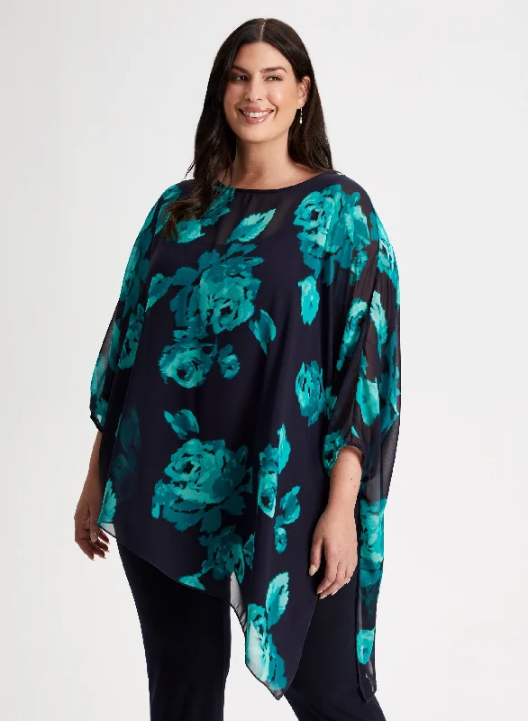 Asymmetric Floral Print Blouse