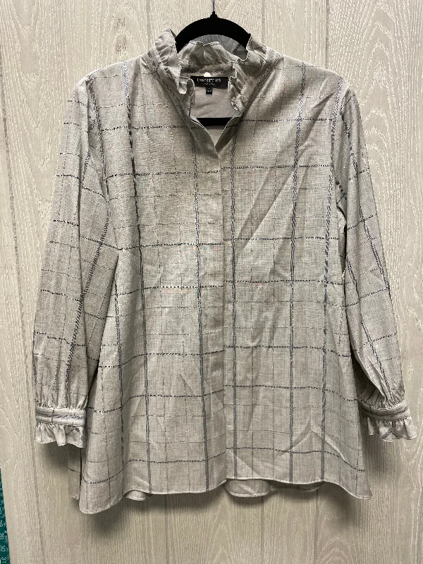 Blouse Designer By Lafayette 148 In Grey, Size:L