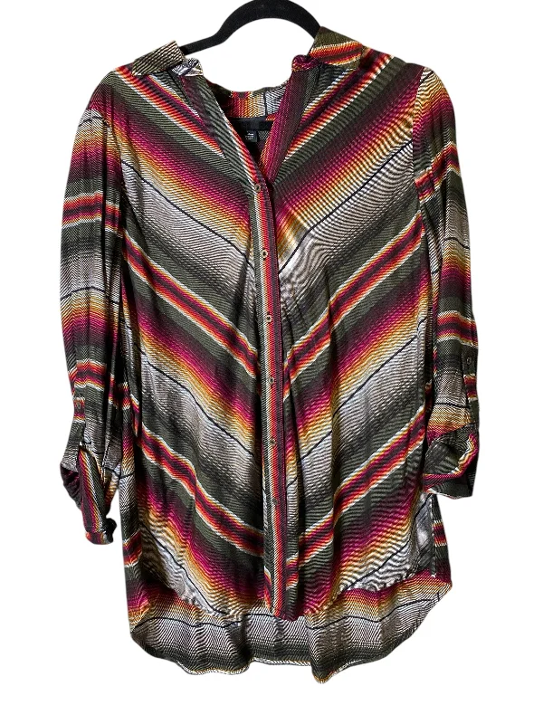 Blouse Long Sleeve By Intro In Multi-colored, Size: L