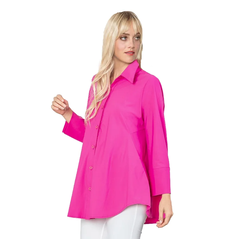 IC Collection Solid High-Low Pocket Shirt in Pink - 3778B-PK - Sizes S & M Only!