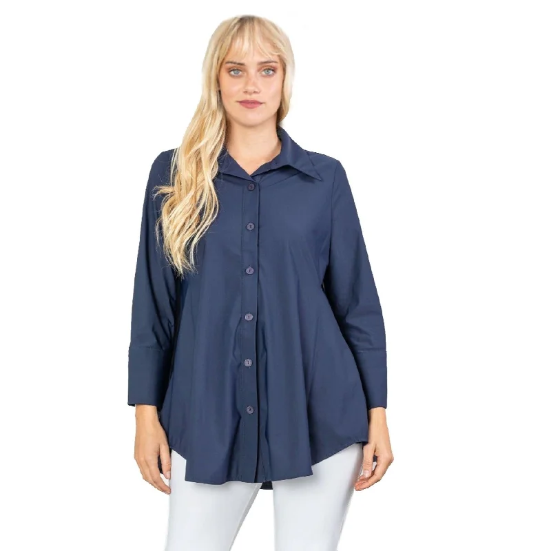 IC Collection Relaxed High-Low Blouse in Navy - 3778B-NVY - Size S Only!