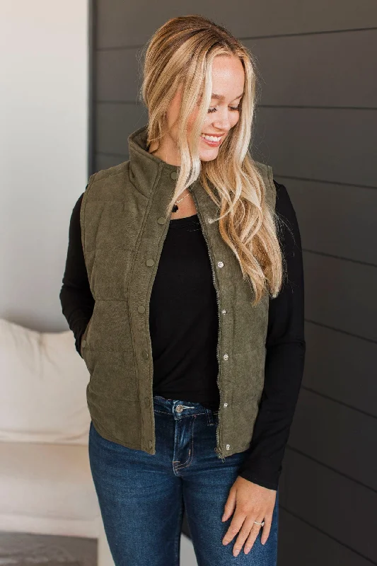 As The Leaves Fall Puffer Vest- Hunter Green