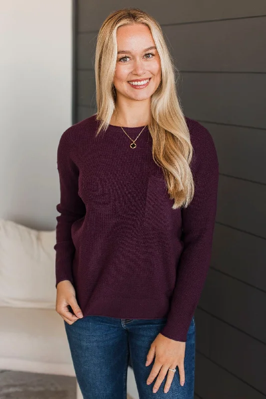 Lost In Your Smile Knit Sweater- Plum