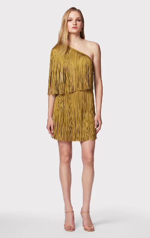 One Shoulder Mini Fringe Dress | Bosc