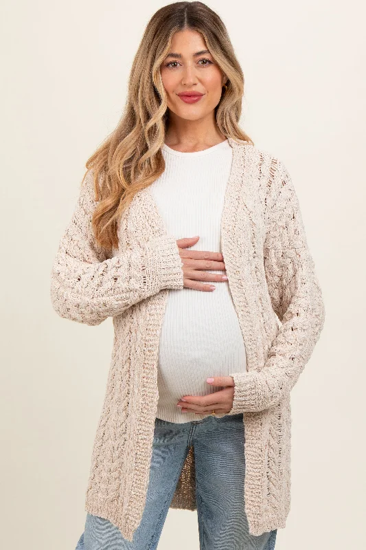 Cream Knit Maternity Cardigan