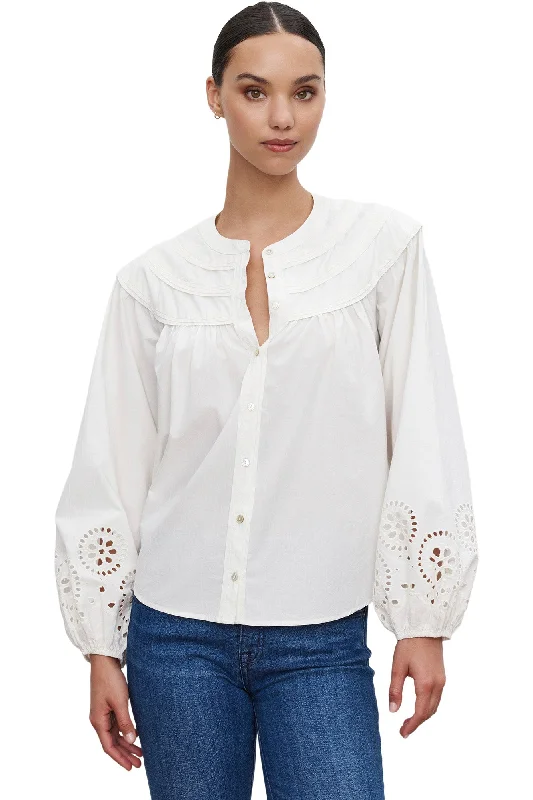 Velvet Carden Eyelet Blouse in Cream