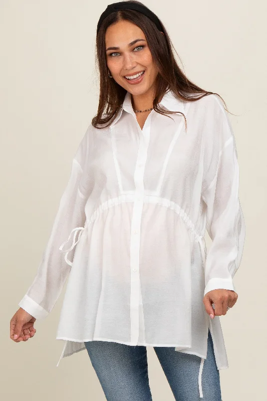 White Slouchy Long Sleeve Maternity Top