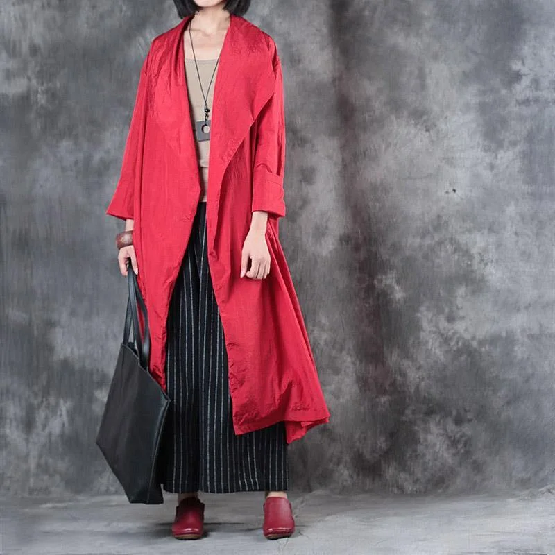 autumn winter red wrap coat plus size long sleeve big hem cardigan