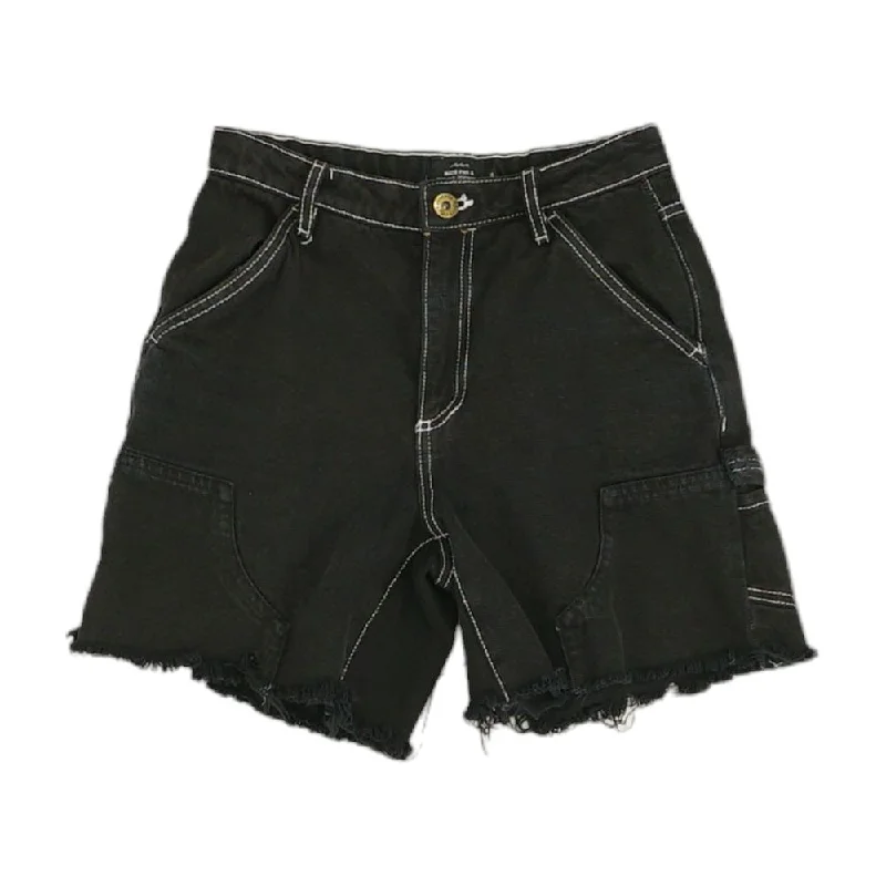 Black Solid Denim Shorts