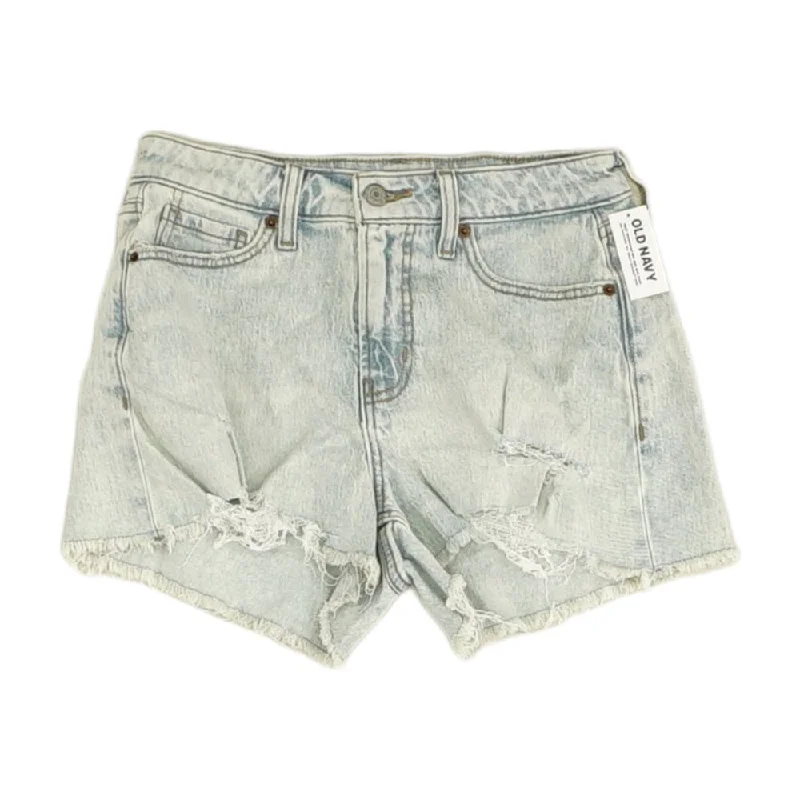 Blue Solid Denim Shorts