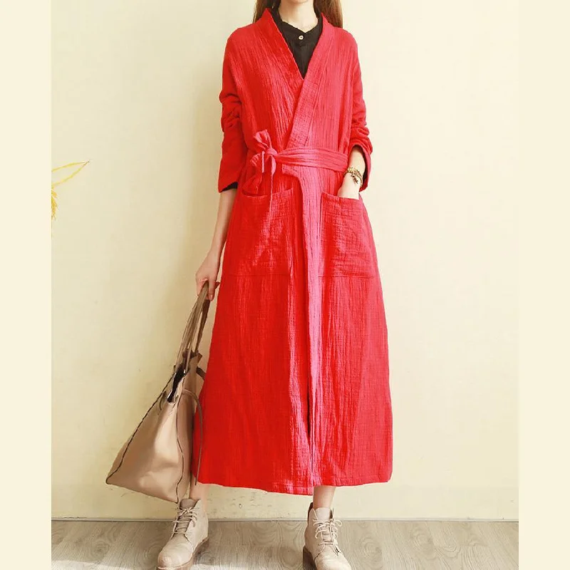 For Work red jackets fall fashion v neck coat patchwork