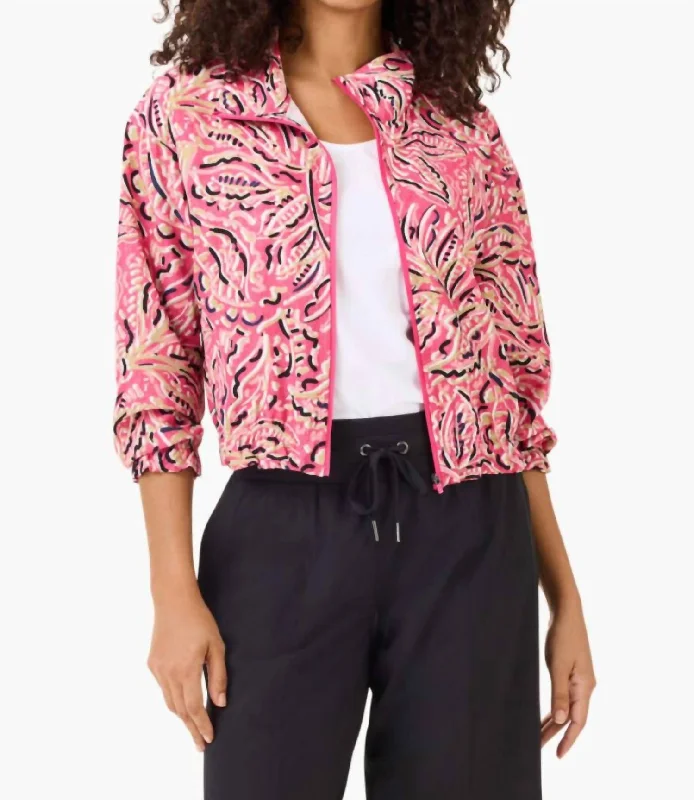 Active Tech Stretch Shadow Floral Jacket In Pink Multi