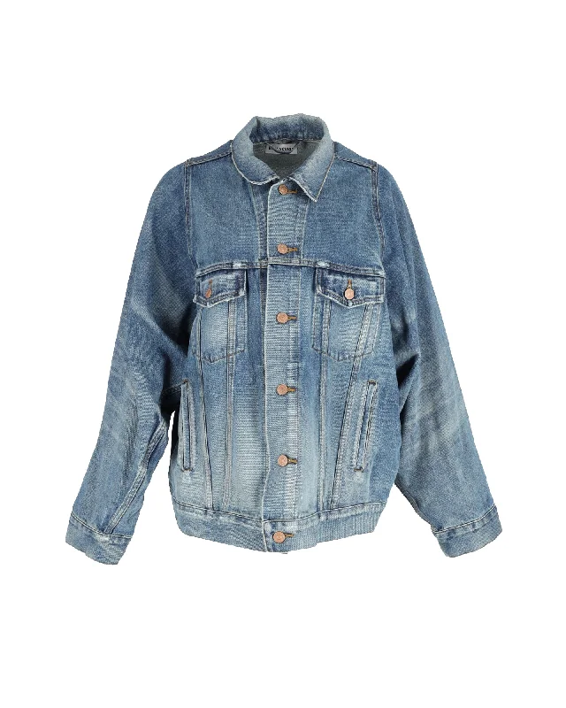 Balenciaga Bell Sleeve Denim Jacket in Blue Cotton