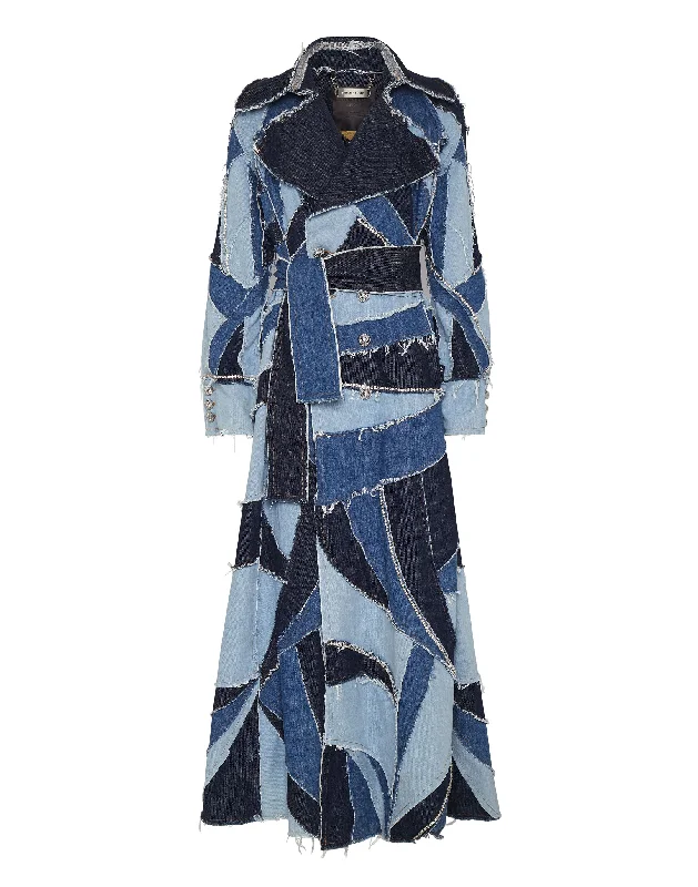 Denim Trench Patchwork