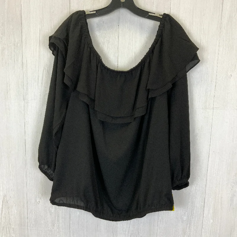 Top 3/4 Sleeve By Michael By Michael Kors In Black, Size: 2x