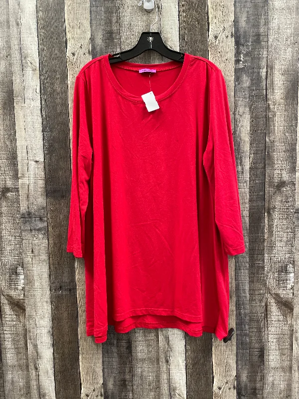 Top Long Sleeve By Cme In Red, Size: Xxxl