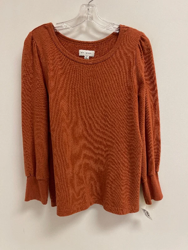 Top Long Sleeve By Free Assembly In Orange, Size: Xl