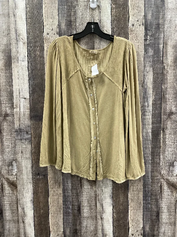 Top Long Sleeve By Pol In Taupe, Size: M