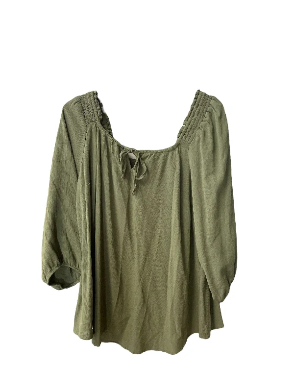 Top Long Sleeve By Torrid In Green, Size: 1x