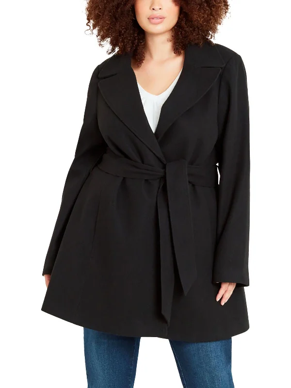 Womens Belted Midi Wrap Coat