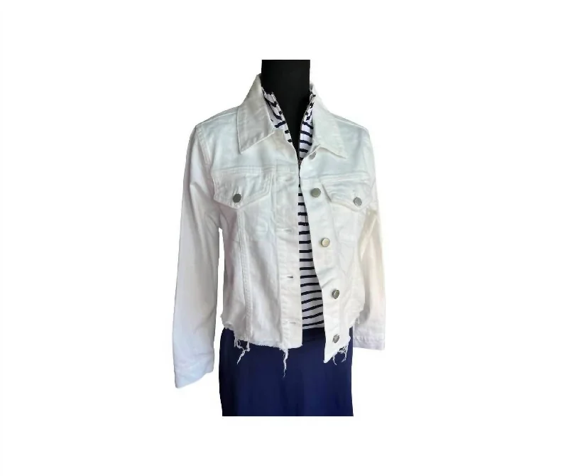 Women's Cropped Denim Jacket In White