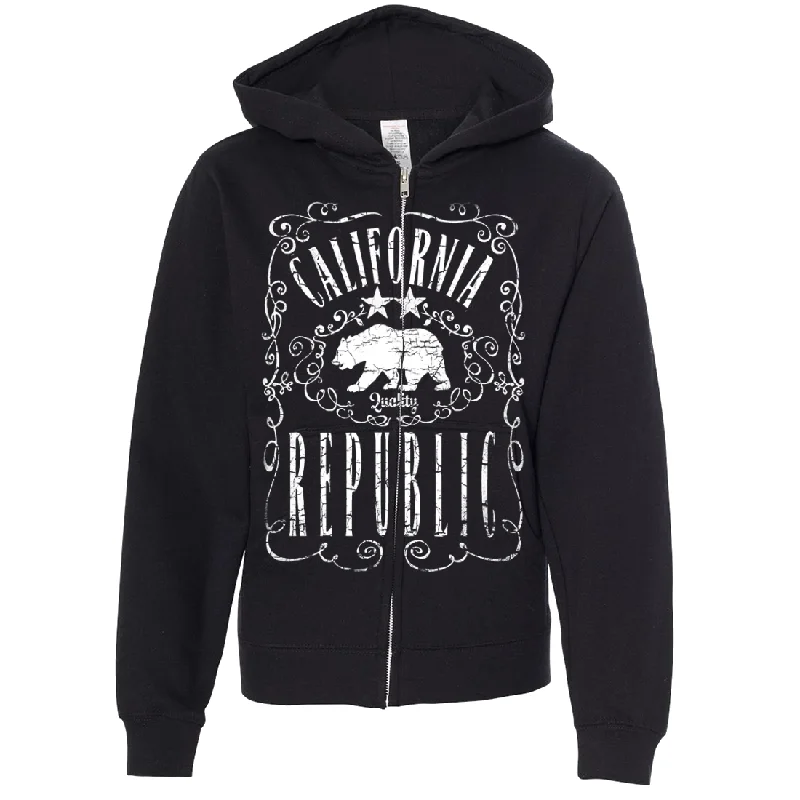 California Republic JD Whiskey Premium Youth Zip-Up Hoodie