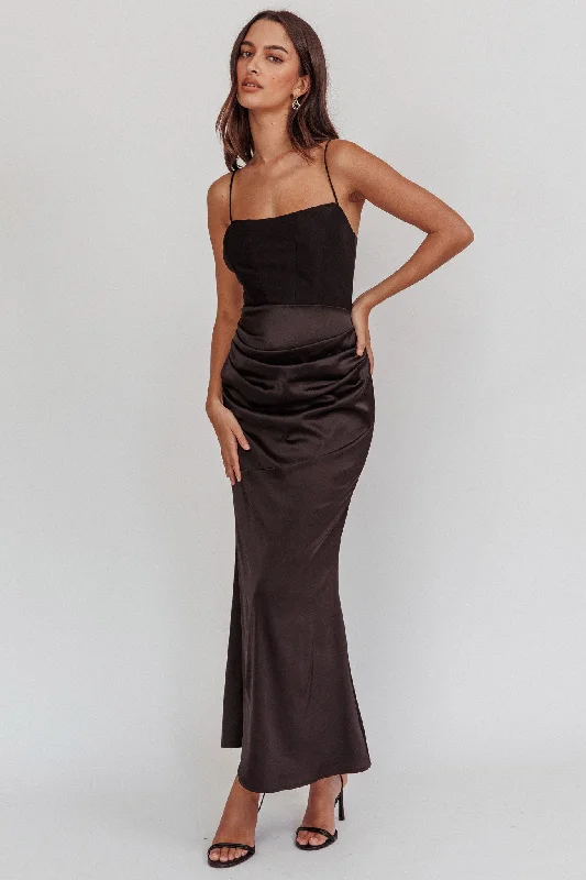 Morella Draped Waist Maxi Dress Black