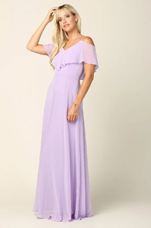 Long Off Shoulder Formal Bridesmaids Chiffon Dress Sale