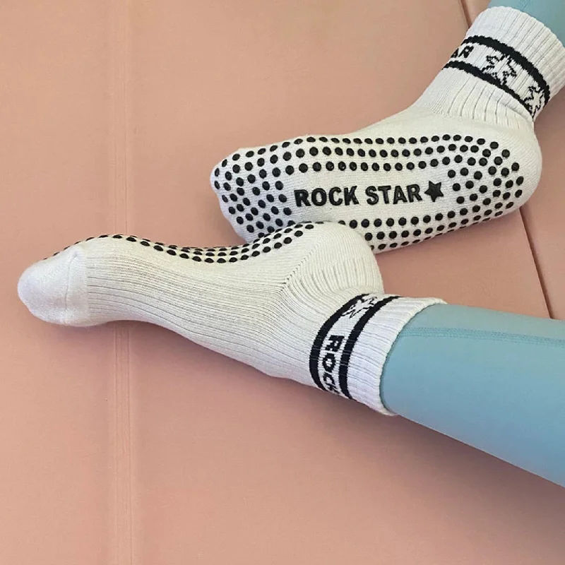 Greer Ankle Crew Grip Sock - Rock Star (Barre / Pilates)